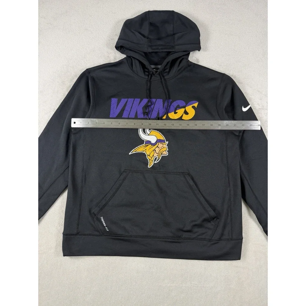Nike Minnesota Vikings Therma-FIT Hoodie Mens Medium Black Purple Gold NFL